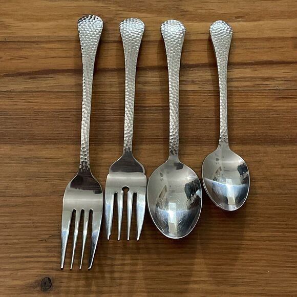 Towle America Hammered Stainless Flatware 4 PC Lot Forks and Spoons - Picture 5 of 7